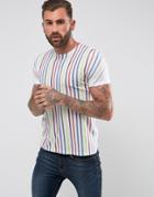 Asos T-shirt With Vertical Retro Stripe - Multi