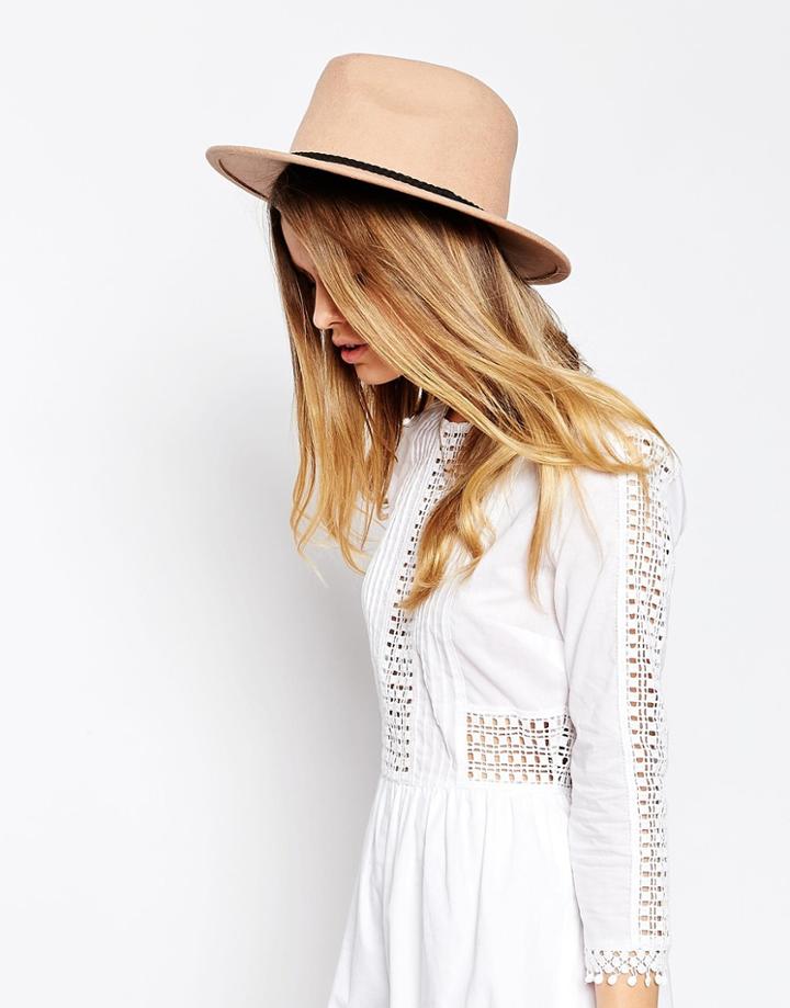 Asos Felt Panama Hat With Braid Braid Trim New Improved Fit - Camel