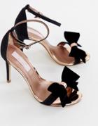 Ted Baker Black Sparkling Bow Detail Barely There Heeled Sandals - Black