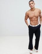 Asos Design Straight Leg Jersey Pyjama Bottom In Black With Branded Waistband - Black