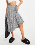 Little Mistress Front Midi Skirt In Embroidered Gingham - Part Of A Set-multi