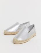 Stradivarius Metallic Espadrilles - Silver