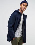 Farah Wool Duffle Coat With Hood - Navy