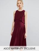 Asos Maternity Midi Dress With Double Layer - Red