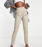 Asos Design Tall Side Tab Peg Pants In Stone-brown