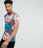 Asos Design Tall T-shirt With Geo-tribal Print - Red