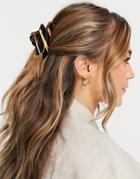 Asos Design Hair Claw In Tort Stripe Print-brown