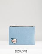 Skinnydip Exclusive Life's A Peach Denim Pouch - Blue