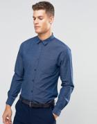 Silver Eight Blue Dobby Slim Fit Shirt - Blue