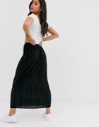 Asos Design Plisse Column Maxi Skirt - Black