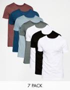 Asos Muscle T-shirt With Crew Neck 7 Pack Save 24%