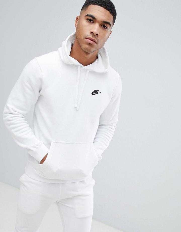 Nike Pullover Hoodie With Embroidered Logo In White 804346-100