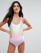 Pull & Bear Rainbow Tie Dye Swimsuit - Multi