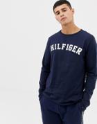 Tommy Hilfiger Long Sleeve Top With Large Chest Logo In Navy - Navy