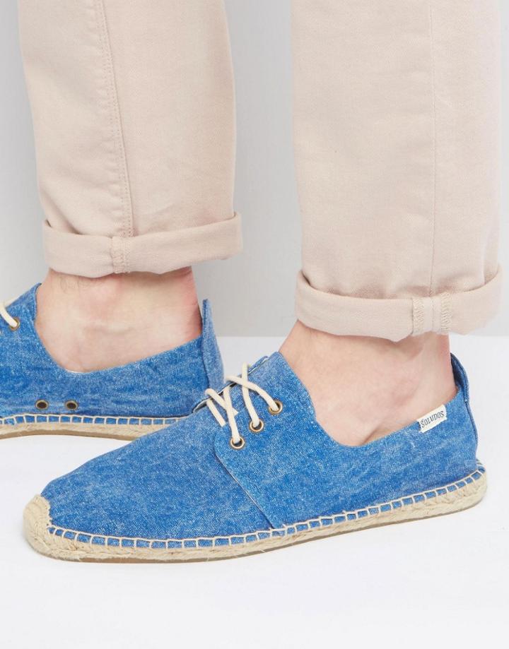 Soludos Derby Lace Up Mesh Espadrilles - Blue
