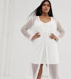 Asos Design Curve Embellished Robe Midi Dress-white