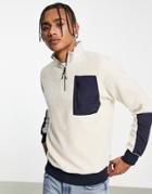 Jack & Jones Originals Oversized 1/4 Zip Fleece With Panels In Off White