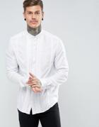 Asos Regular Fit Viscose Shirt With Pleat Detail And Wing Collar - White