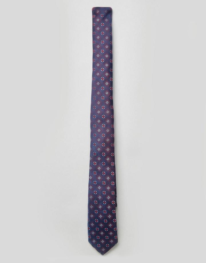 Asos Geo Print Tie In Navy - Navy