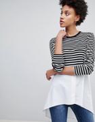 Stradivarius Stripe Jersey Top 2 In 1 Shirt - White