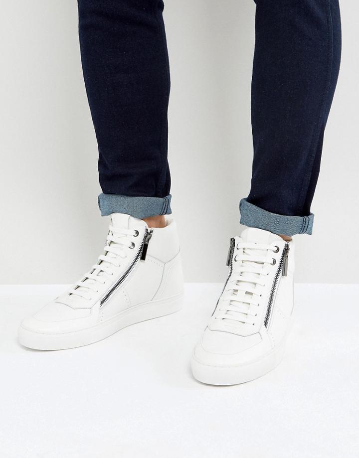 Hugo By Hugo Boss Futurism Tenn Double Zip Hi Top Sneakers - White