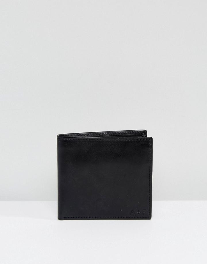 Abercrombie & Fitch 2 Fold Leather Wallet Change Pocket In Black - Black