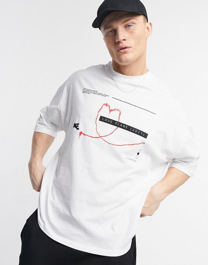 Asos Design Oversized T-shirt With Banksy Art Print In White