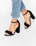 New Look Bow Detail Barely There Block Heel - Black