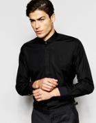 Hart Hollywood By Nick Hart Shirt With Curve Collar In Slim Fit - Black