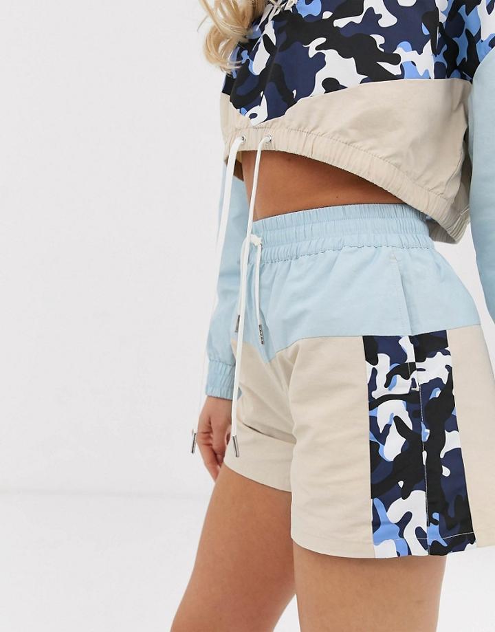 Asos Design Tracksuit Short In Camo Color Block - Multi
