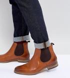 Asos Wide Fit Chelsea Boots In Brown Leather With Natural Sole - Tan