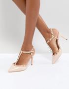 Dune London Catelyn Leather Studded Heeled Shoes - Pink