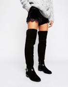 Asos Kassil Suede Western Over The Knee Boots - Black