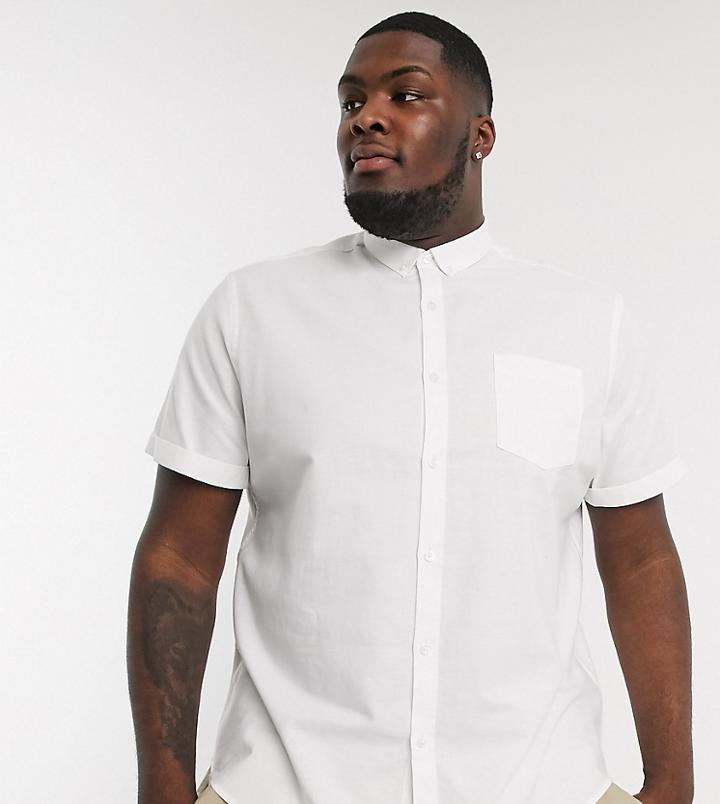 New Look Plus Short Sleeve Oxford Shirt In White