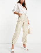 Asos Edition Leather Sweatpants In Sand-grey