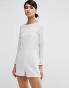 Asos Romper With Ruffle Detail And Cut Out Back - Silver