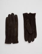 Barneys Casual Suede Gloves In Brown - Brown