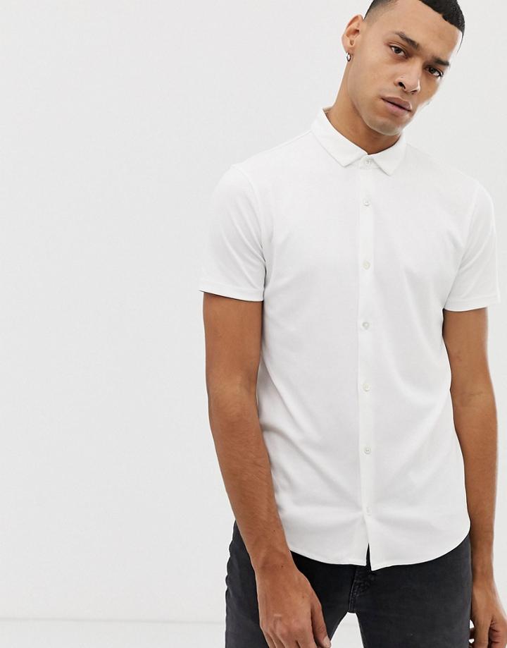 Emporio Armani Slim Fit Short Sleeve Shirt In White