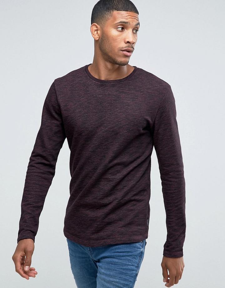 Jack & Jones Curved Hem Milange Sweat - Red