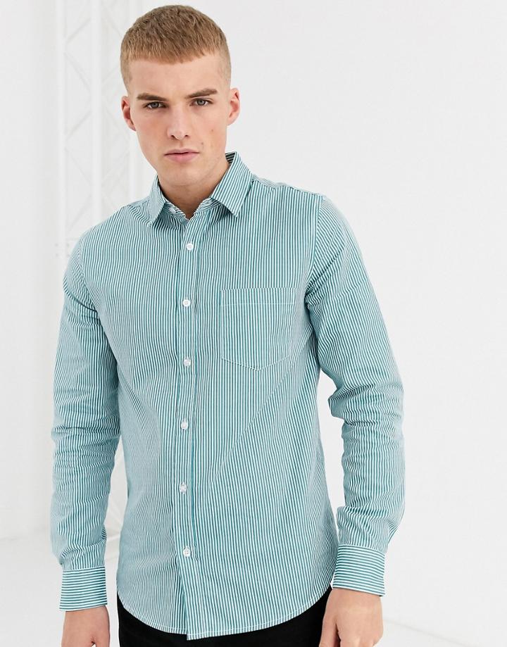 Process Black Pinstripe Slim Fit Shirt-green
