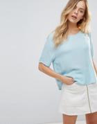 Brave Soul Shiela Woven Crinkle T-shirt Top - Blue
