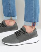 Pull & Bear Sneakers With Faux Leather Trim In Gray - Gray