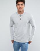Brave Soul Long Sleeve Pique Polo Shirt - Gray