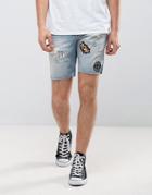 Jack & Jones Intelligence Denim Shorts In Regular Fit With Badge Details - Blue