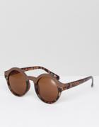 Quay Australia Ohmi Tort Frame Round Sunglasses - Brown