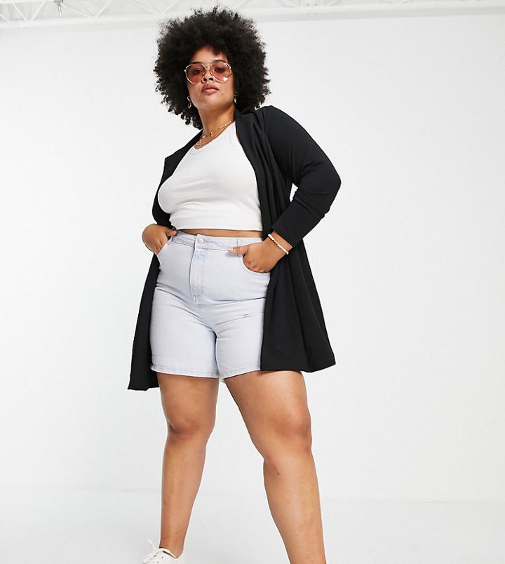 Yours Button Front Blazer In Black
