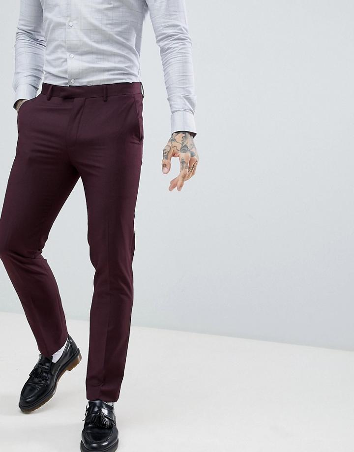 Harry Brown Slim Semi Plain Textured Suit Pants - Red