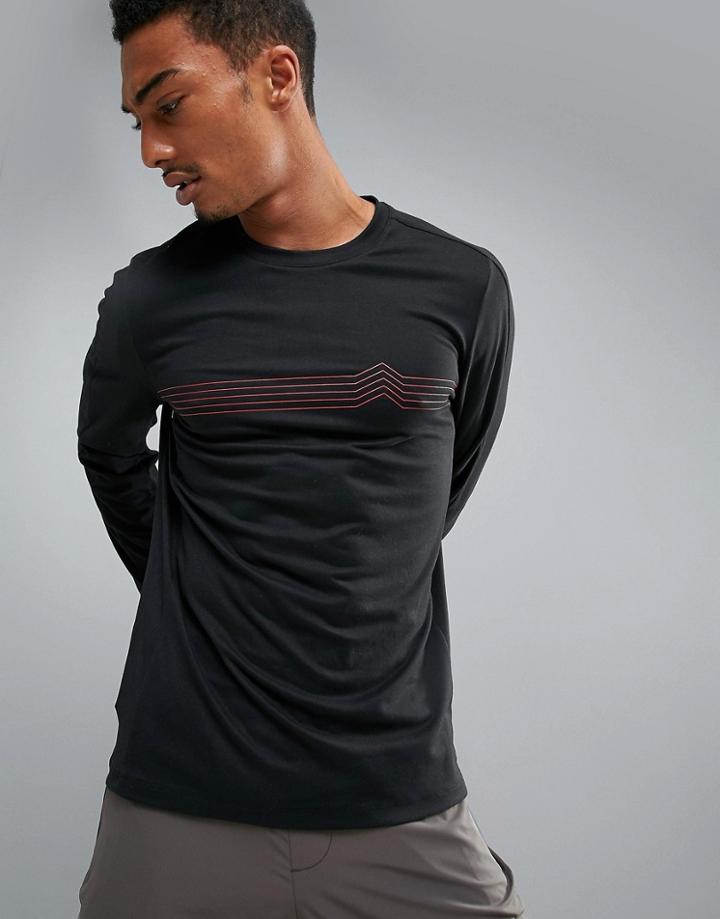 Perry Ellis 360 Sports Long Sleeve Top Heartbeat Print In Black - Black
