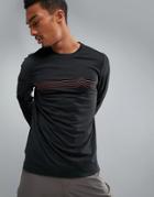 Perry Ellis 360 Sports Long Sleeve Top Heartbeat Print In Black - Black