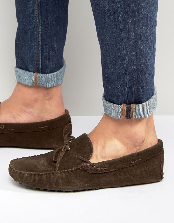 New Look Suede Driver Shoe In Brown - Brown